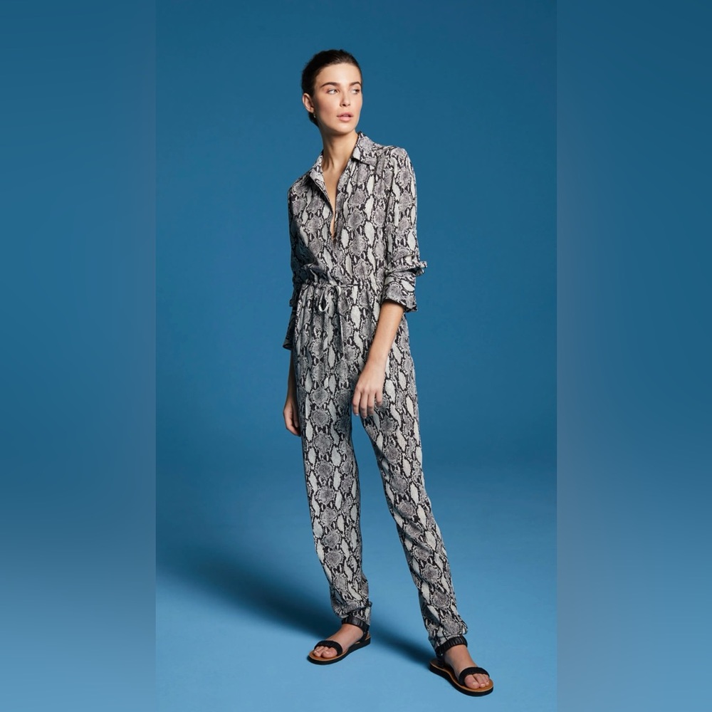 ALC Kinney Snake Print Jumpsuit silk NWT